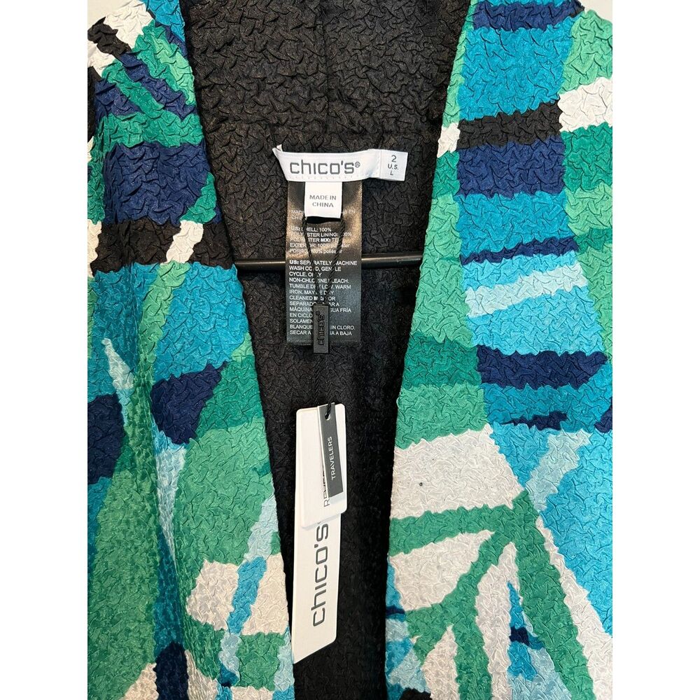 Chico's Travelers Pacific Palm Crushed Reversible Jacket Size 2 NWT